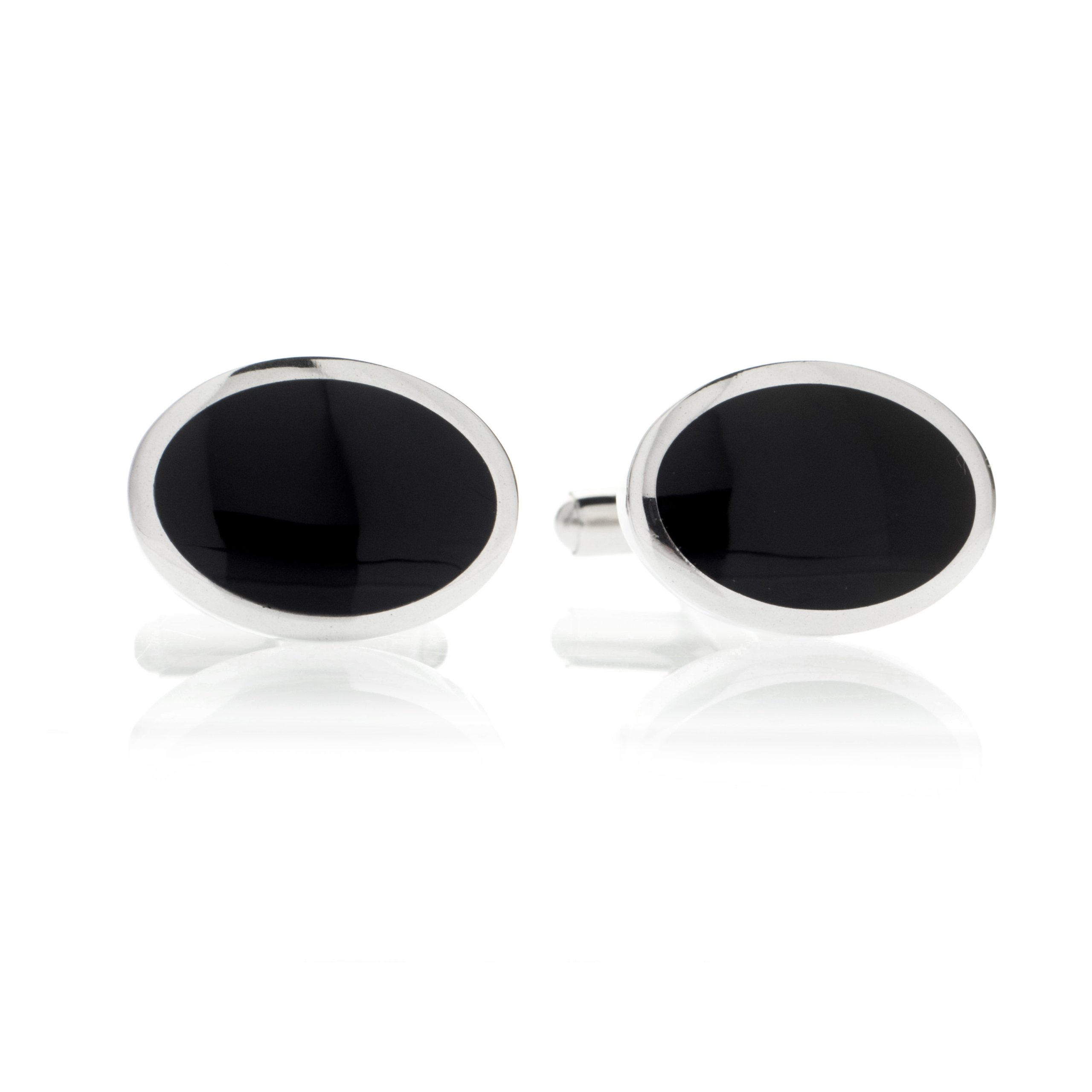 Karisma Herren Manschettenknöpfe Edelstahl 316L - Schwarzer Onyx Stein hochpoliert - CLH001 - Breite 20mm