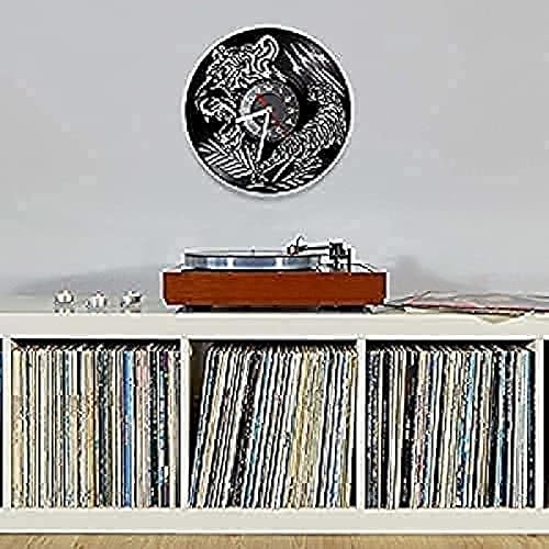 Miniatura 3 de 12 Inch Silent Non Ticking Wall Clock Tiger Silhouette Laser Vinyl Wall Clock Wild Animals Home Decor Clocks Big Cat Forest Artwork Clock Rega