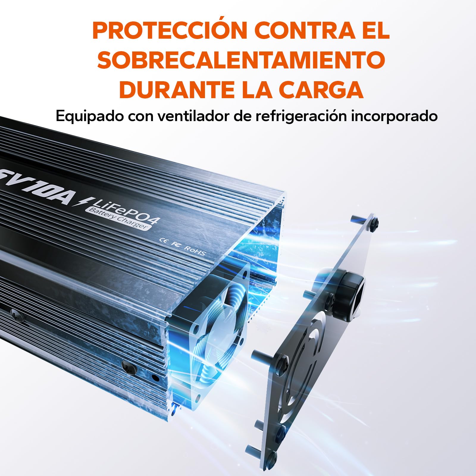 LiTime 12V 10A Cargador de Batería de Litio, 14,6V CA-CC Cargador Lifepo4 con Conectores Anderson e Indicadores LED, Cargador de Baterías para Baterías Recargables de Ciclo Profundo para Coches