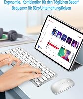 LEAPEST Wireless Bluetooth Billentyűzet és Egér Szett Tablet iPad Laptop Telefonhoz - silver 6