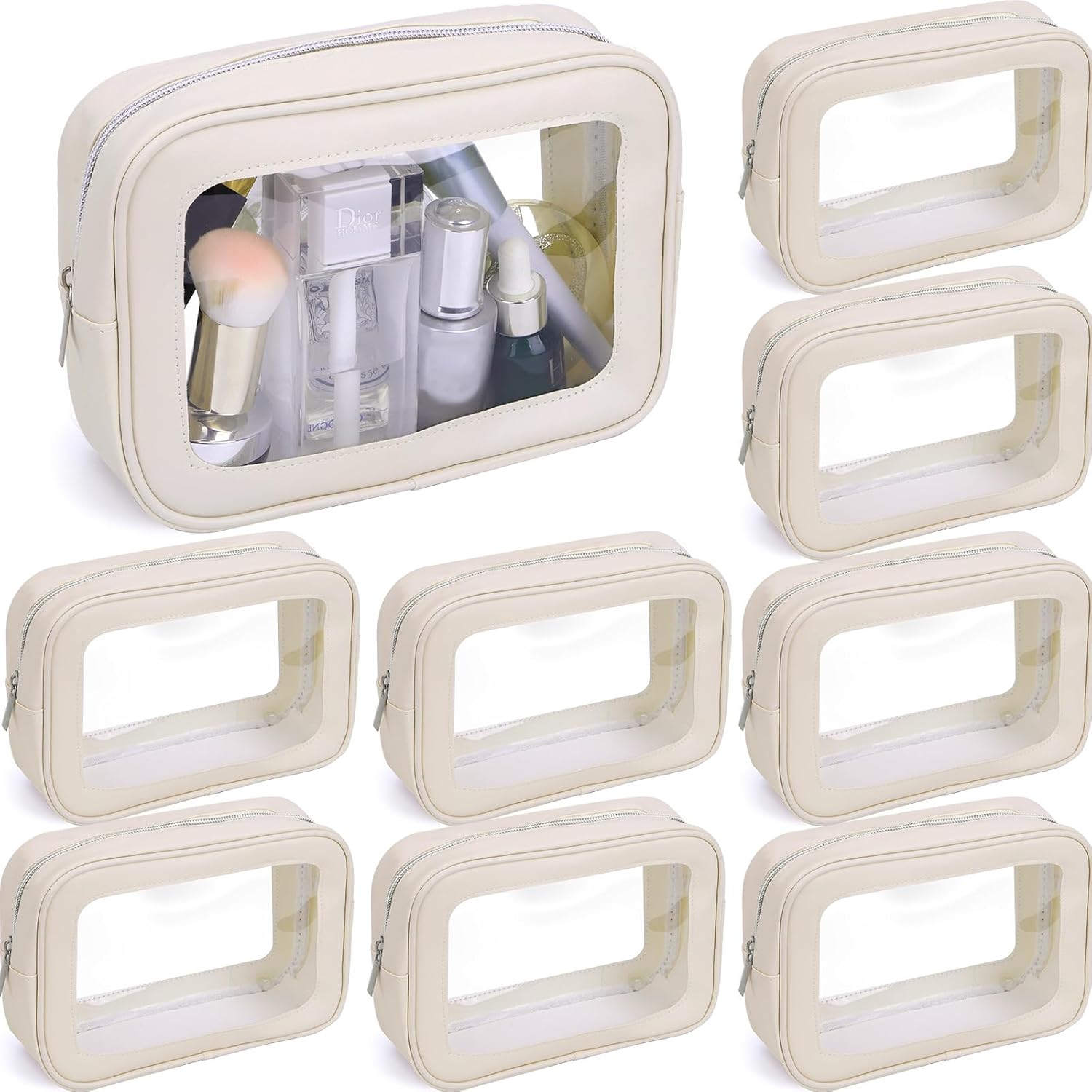 8 Pcs TSA Approved Toiletry Bags Clear Toiletry Bag Diaper Bag Organizer Pouch Set PVC Makeup Pouch with Zipper Waterproof Clear Cosmetic Storage for Travel Purse Organizer Women Men Mothers Day Gifts