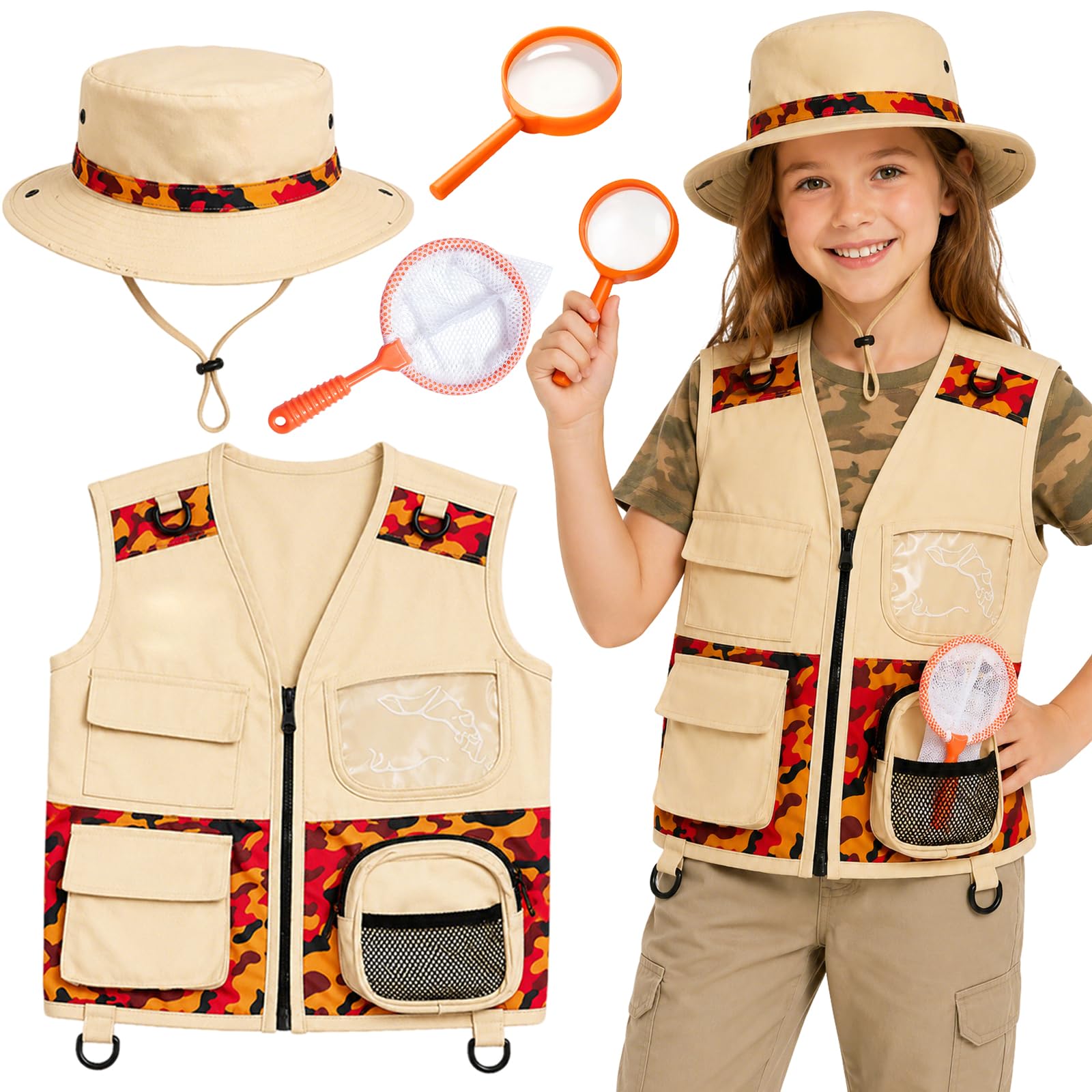 4 Pcs Explorer Costume Kids Explorer Bug Explorer Kit Zoo Keeper Costume Kids