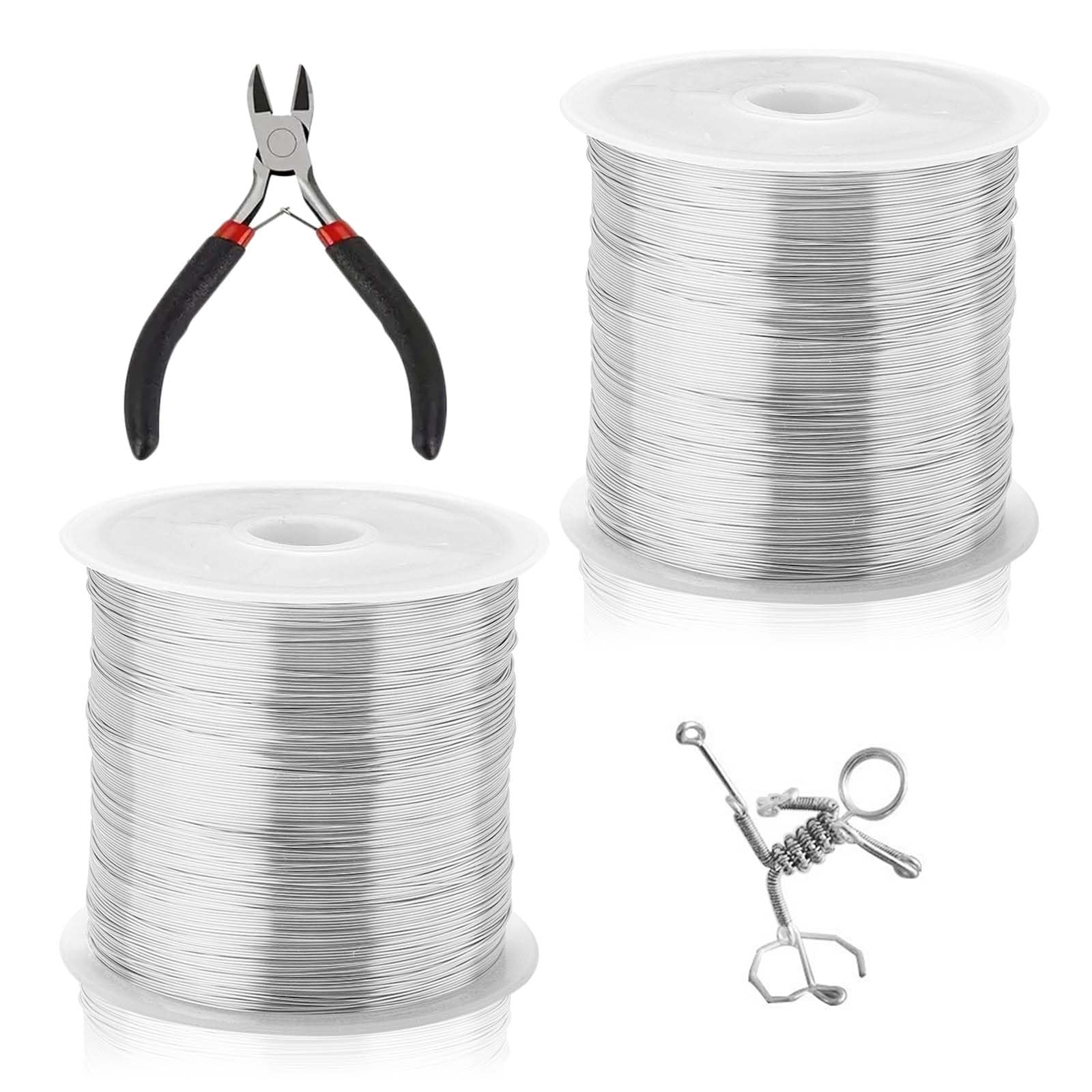 2 pcs Crafting Wire, 26 Gauge Aluminum Craft Wire 0.4 mm X 200 m Crafting Floral Making with 1 pliers for Crafting Modelling