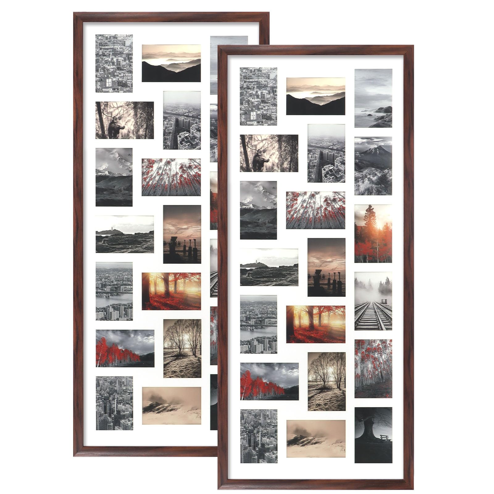 QUTREY 4x6 Collage Picture Frame Set of 2, 20 Openings Brown Photo