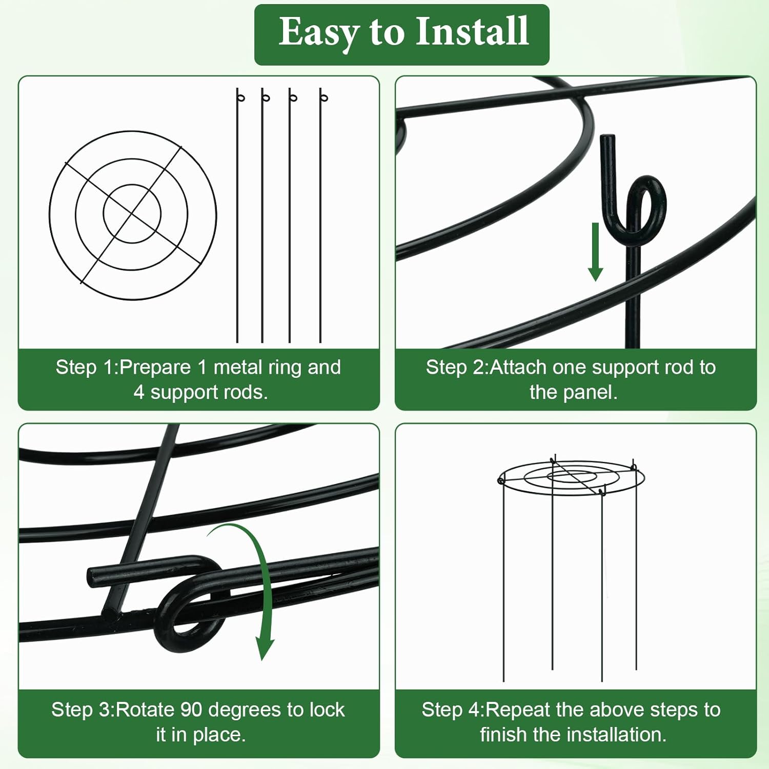 8 Pack Peony Cage Plant Support Ring, Heavy Duty Plant Cages & Supports, Metal Peony Support for Outdoor Plants, Grow Through Plant Support for Peony Rose Hydrangea Tomato (12.2" D x17.72 H)