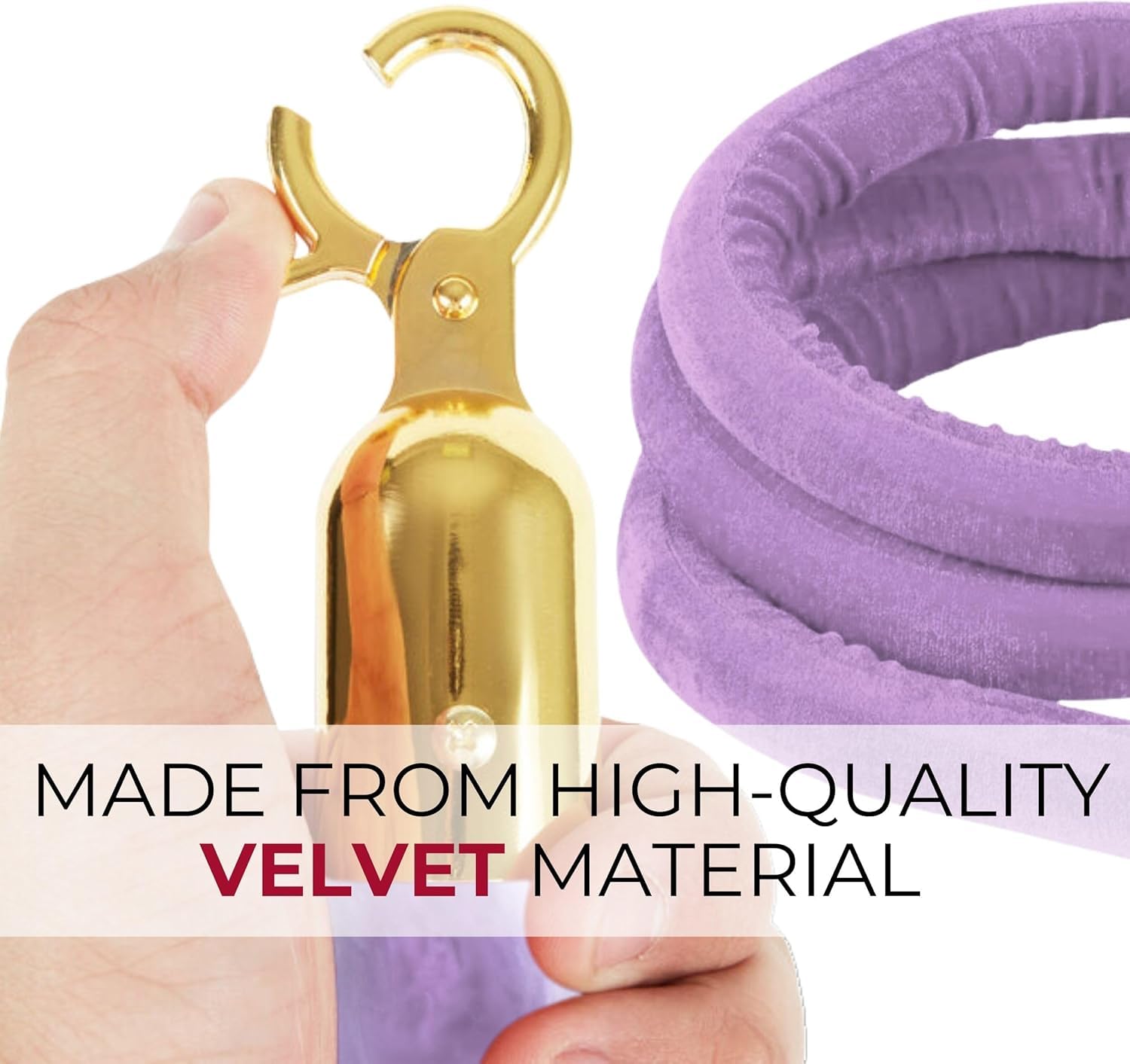 6PCS Light Purple Velvet Rope - 5FT Elegant Rope for Stanchion Barrier VIP Events Crowd Control Safety Divider for Red Carpet Weddings Parties and Special Occasions Durable and Stylish Design