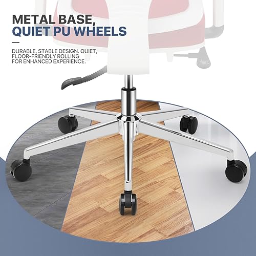 Miniatura 9 de MoNiBloom Silla ergonómica de oficina con respaldo alto y reposacabezas y brazos ajustables, soporte lumbar y función de inclinación, silla de malla