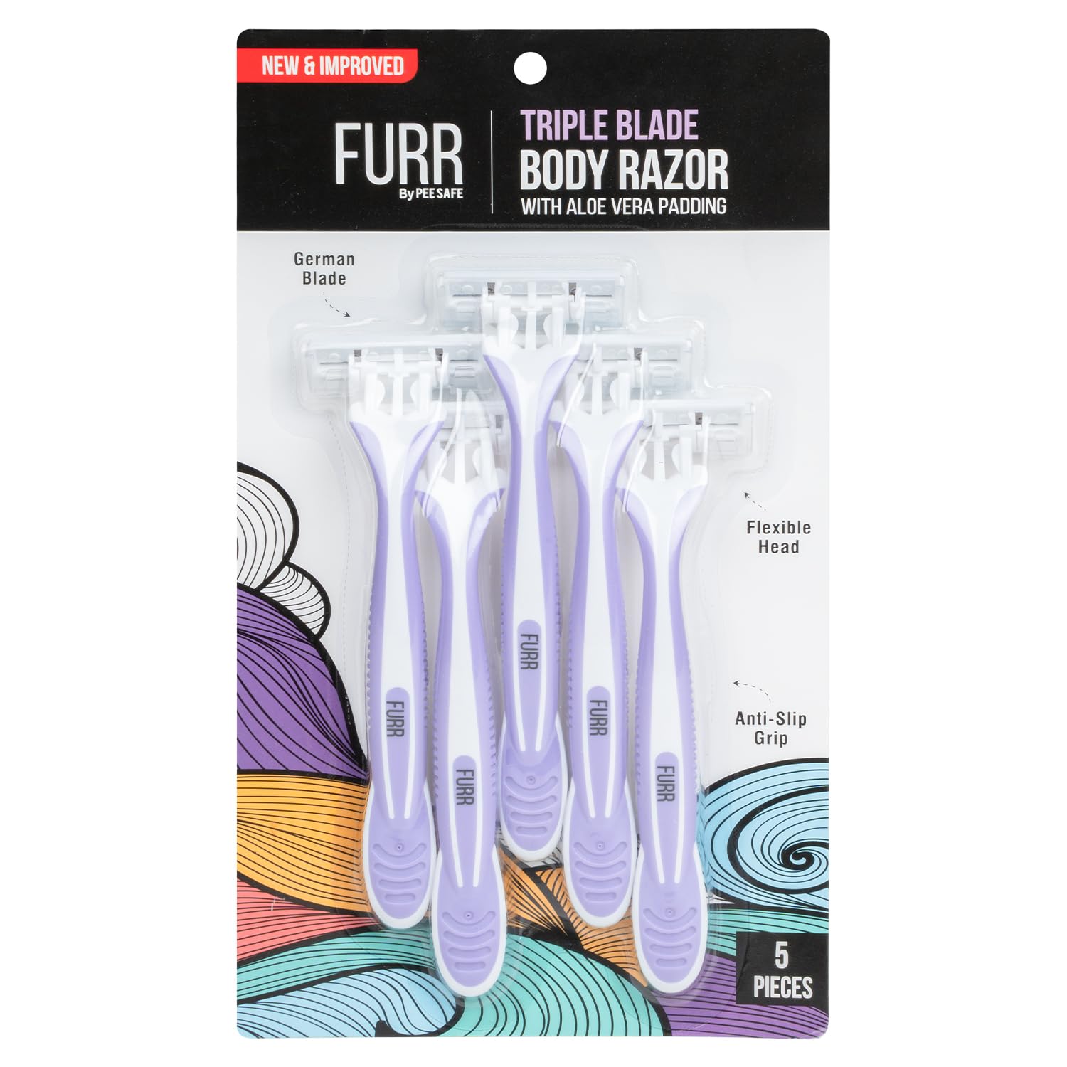 FURR Disposable Body Hair Removal Shaving Razor - 5 Razor | Painless Body Hair Removal With Aloe Vera and Vitamin E Padding | Precision Of Japanese Blades…-image-7