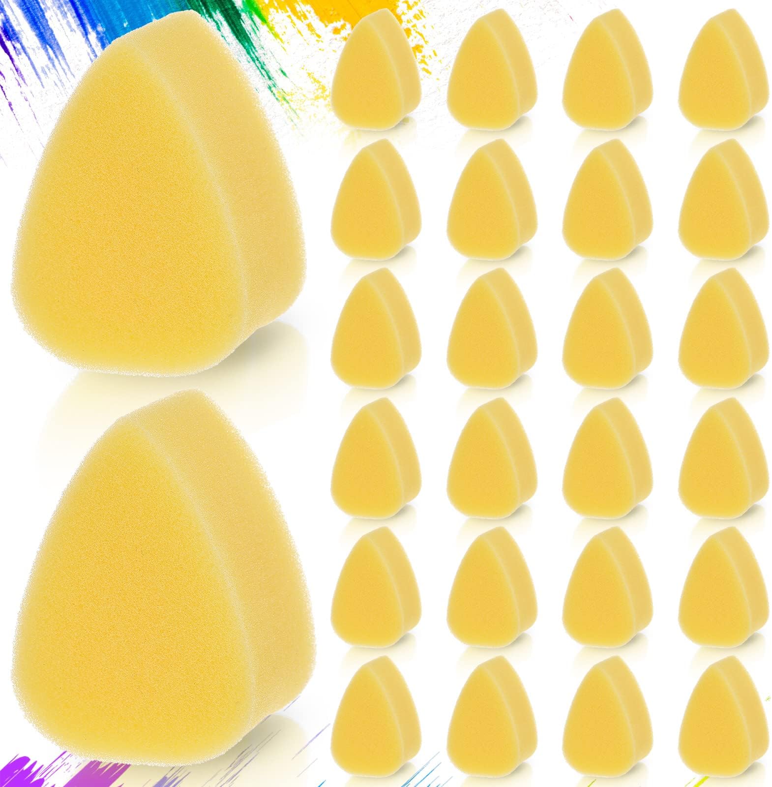 24 Pcs Face Paint Sponge Petal Face Painting Oval Sponges High Density Face Painting Supplies for Kids Adults Art Work Halloween Makeup Body Paint (Yellow)