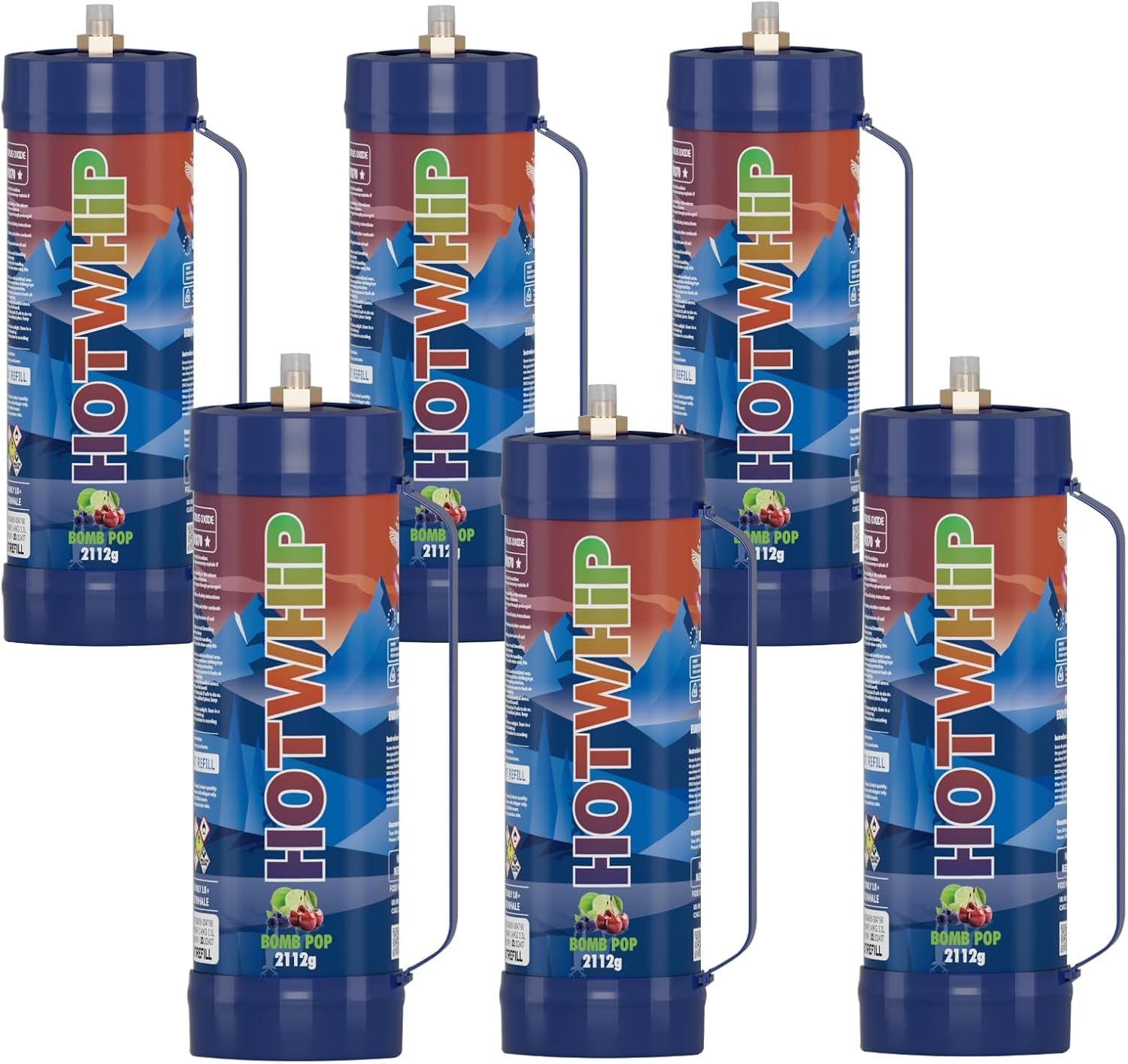 Whipped Cream Charger 2112g6 3.3L Tank, 6-Pack by Hotwhip