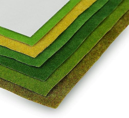 Vista 14 de CP102 - Alfombra de césped artificial para trenes color verde claro de 15.7 x 39 pulgadas para decoración de manualidades, paisaje