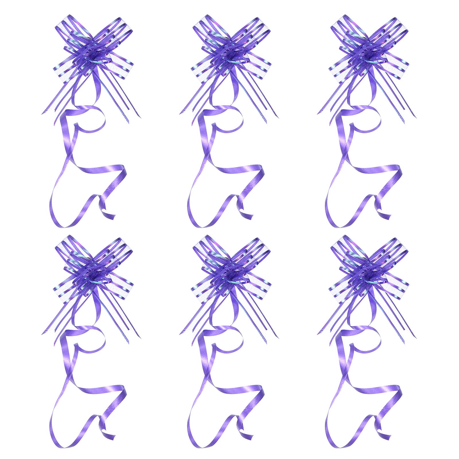PATIKIL 2.4-inch Chiffon Pull Bows, 40 Pack Present Wrapping String Ribbon Decorative Bow Tie for Wedding Party Birthday, Dark Purple