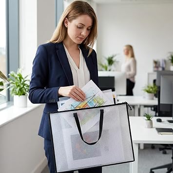 Transparent A1 Portfolio Case with Handle, Large Art Folder for Artwork, Posters & Documents, Clear A1 Art Folder Storage Bag, Portable Portfolio for Artists and Students