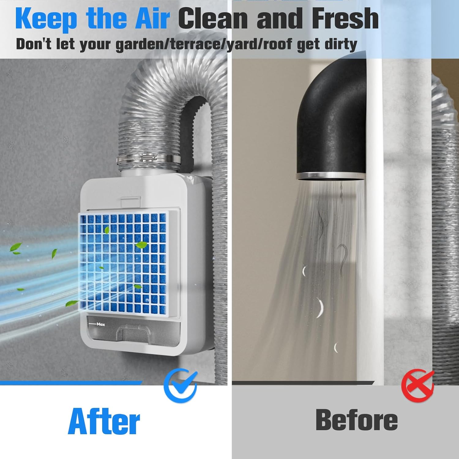 3-in-1 Indoor Dryer Vent, 4Pcs Polyester Filter, Stainless Steel Screen Filter, Lint Captured Water Drawer, Dryer Vent Cleaner Kit with Weight Control Safety Flap, Energy-saving, Improve Air Quality