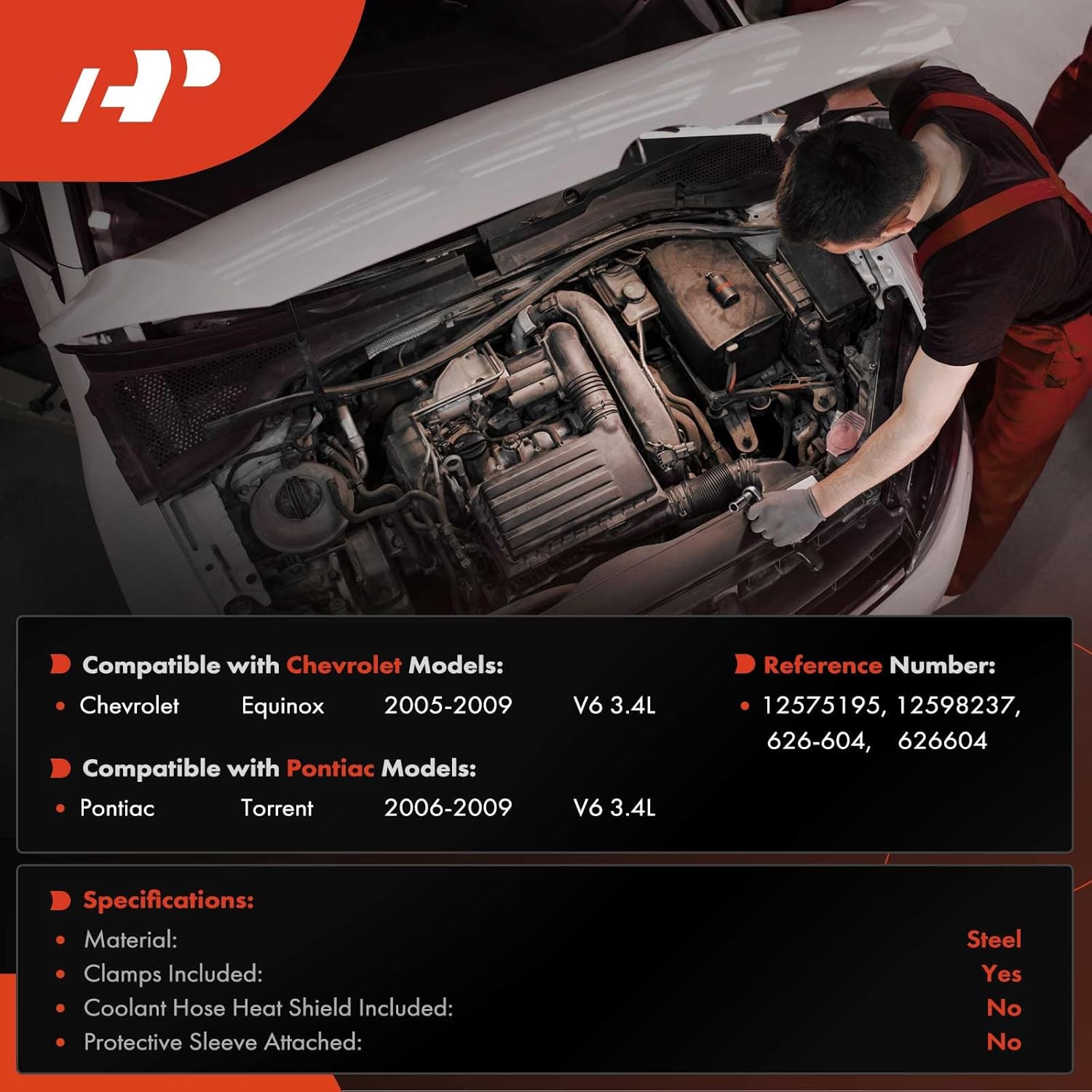 A-Premium Outlet HVAC Heater Hose Pipe Line Assembly With Clamps Compatible with Chevrolet Equinox 2005-2009 & Pontiac Torrent 2006-2009, 3.4L