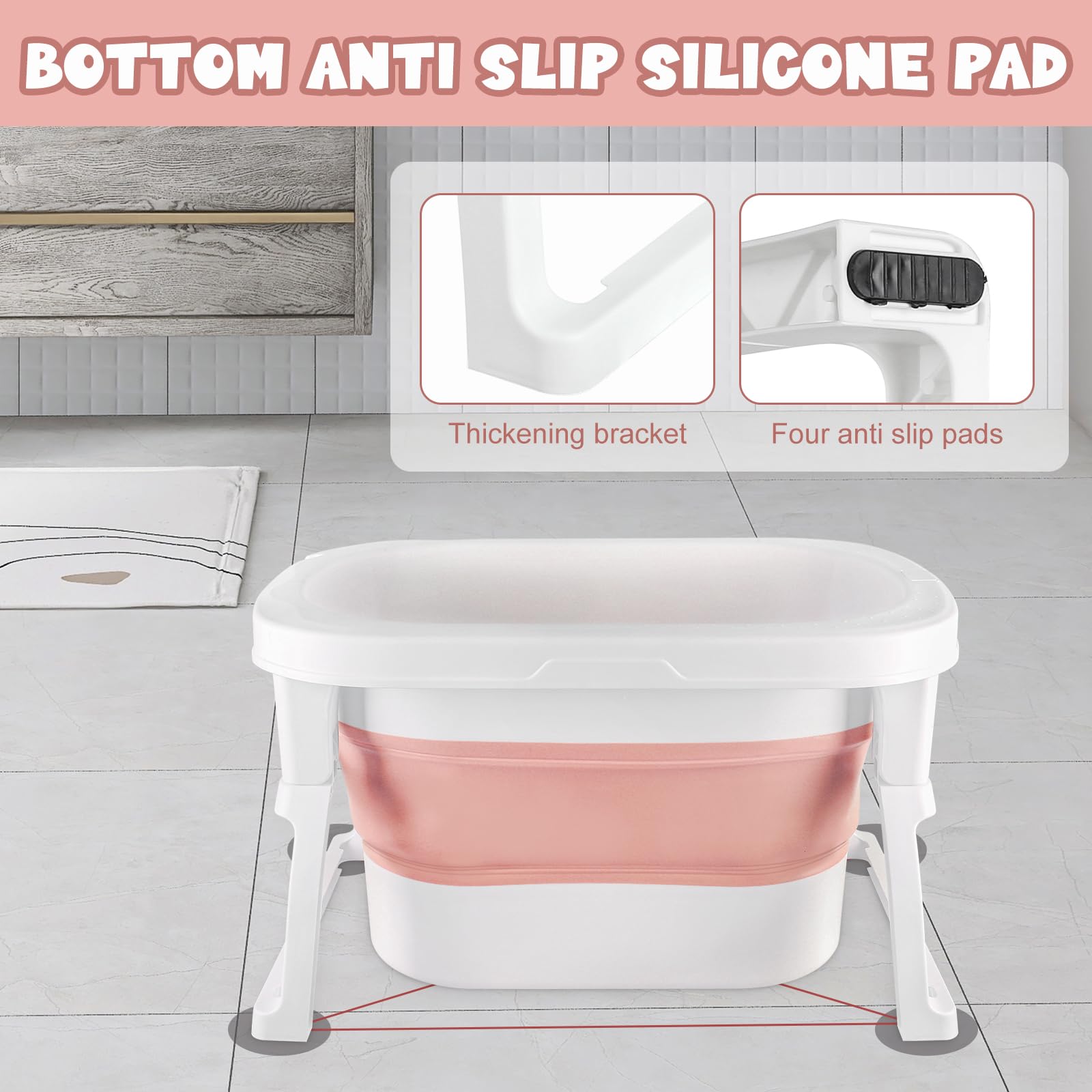 Bañera Plegable Para Bebé Con Taburete En Interior, Baño Bebé Apto Para Bebés De Todas Las Edades, Fácil De Bañar Y Sin Peligro Para Bebés