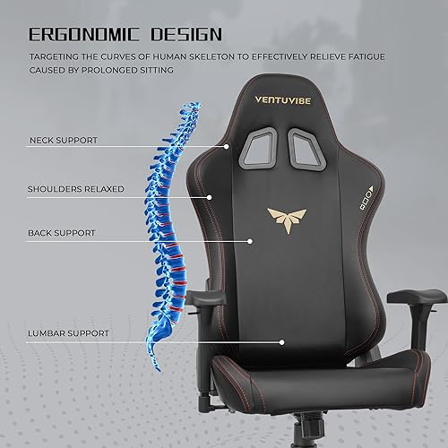 Miniatura 6 de Silla para juegos con reposabrazos ajustables 4D, reclinable de 155 y capacidad de 320 libras, silla ergonómica de computadora de respaldo alto con