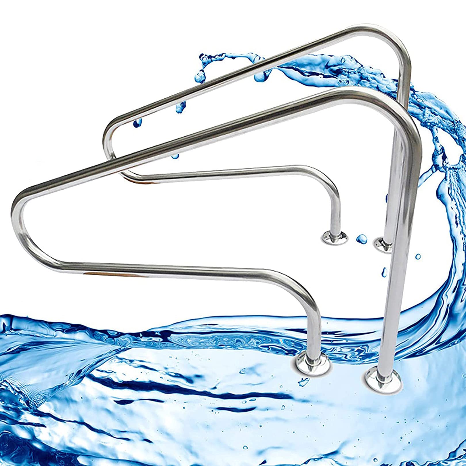 Main courante de piscine anti-glissade en acier inoxydable 304 pour entrée et marches de bassin