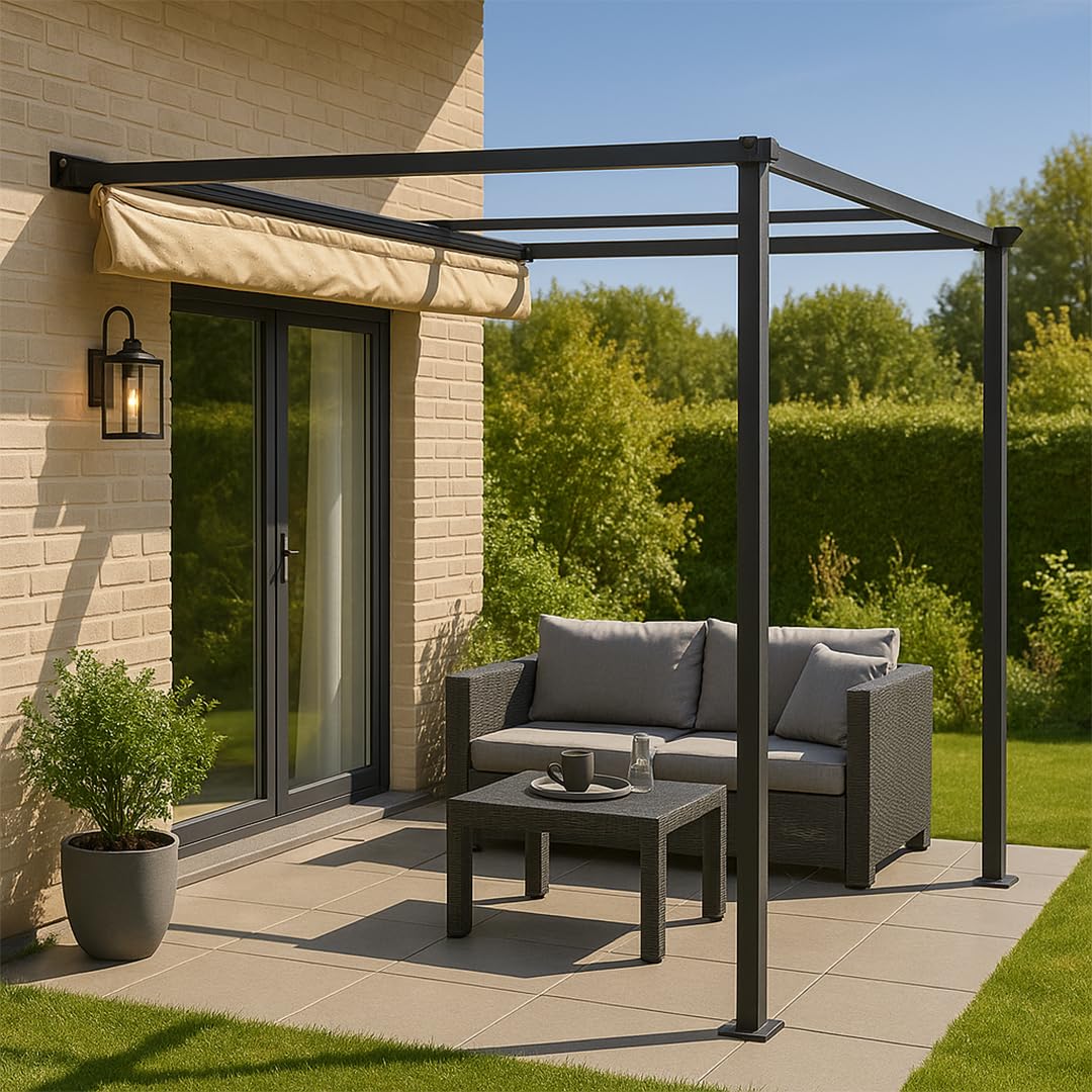 Pergola Mit Stoffdach 4x4 Pergola Pavillon 3x3m Oder 3x4m Mit Schiebedach   Stahlgestell, Wasserresistent, Sonnenschutz Fr Den Garten