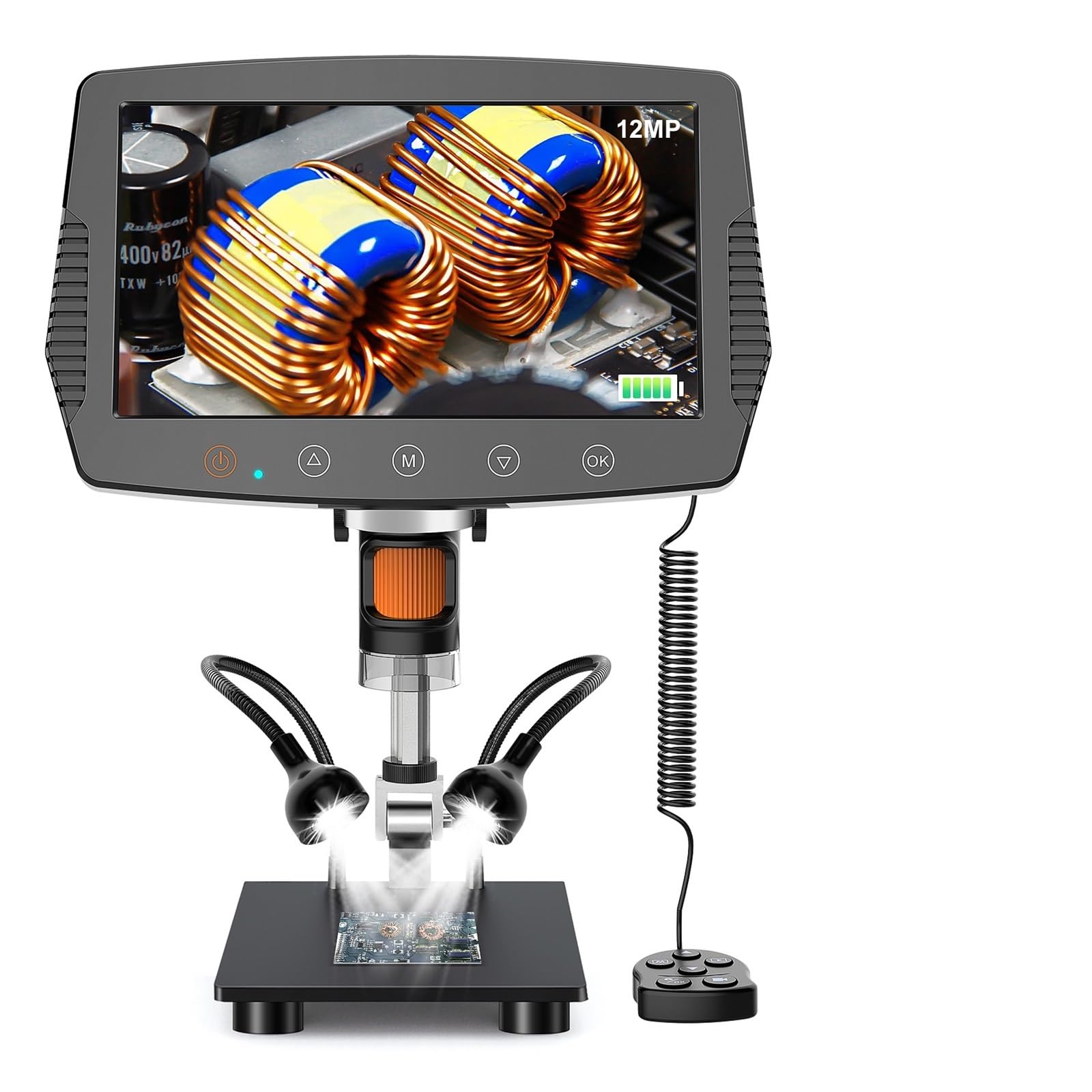 CVFRDD 9 Inch LCD Digital Microscope 1500X 12MP HD Microscopes Wired Control Soldering Repair Tool Coin Magnifier 32GB TF Card