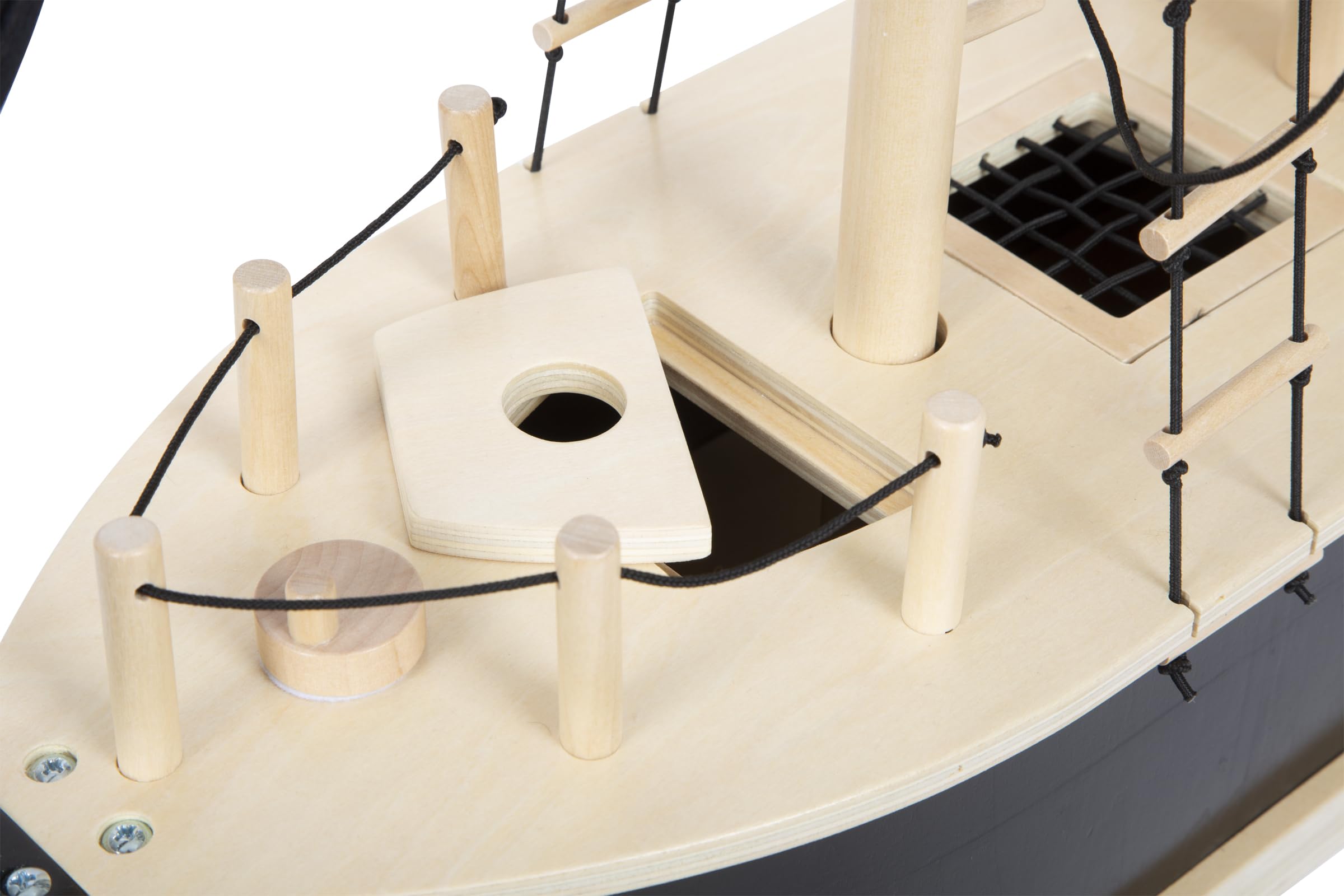 small foot Barco Pirata para muñecas Flexibles de Madera, Gran Barco de Juguete con Accesorios y Funciones, 12411