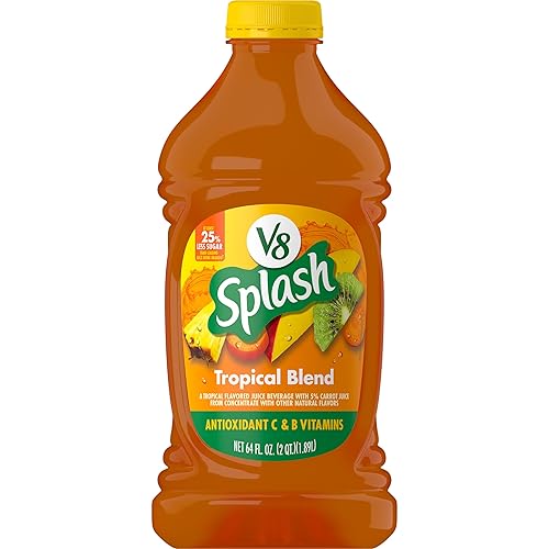 V8 Splash Tropical Blend Flavored Juice Beverage, 64 fl oz Bottle - Tropical Blend - 64 Fl Oz (Pack of 1)