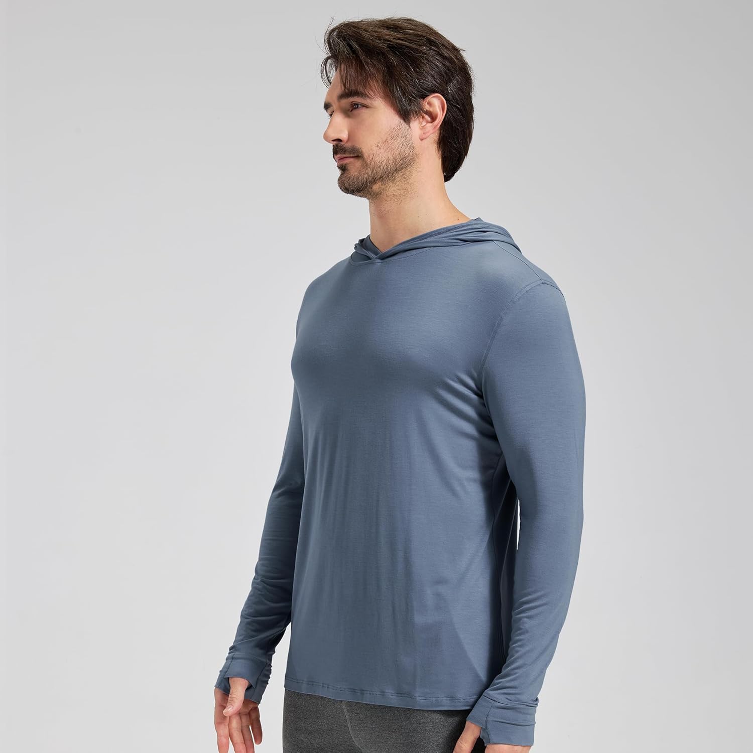 netdraw Men's Ultralight Bamboo Viscose Performance Hoodie, Soft Breathable UPF 50+ Long Sleeve Hiking Shirt
