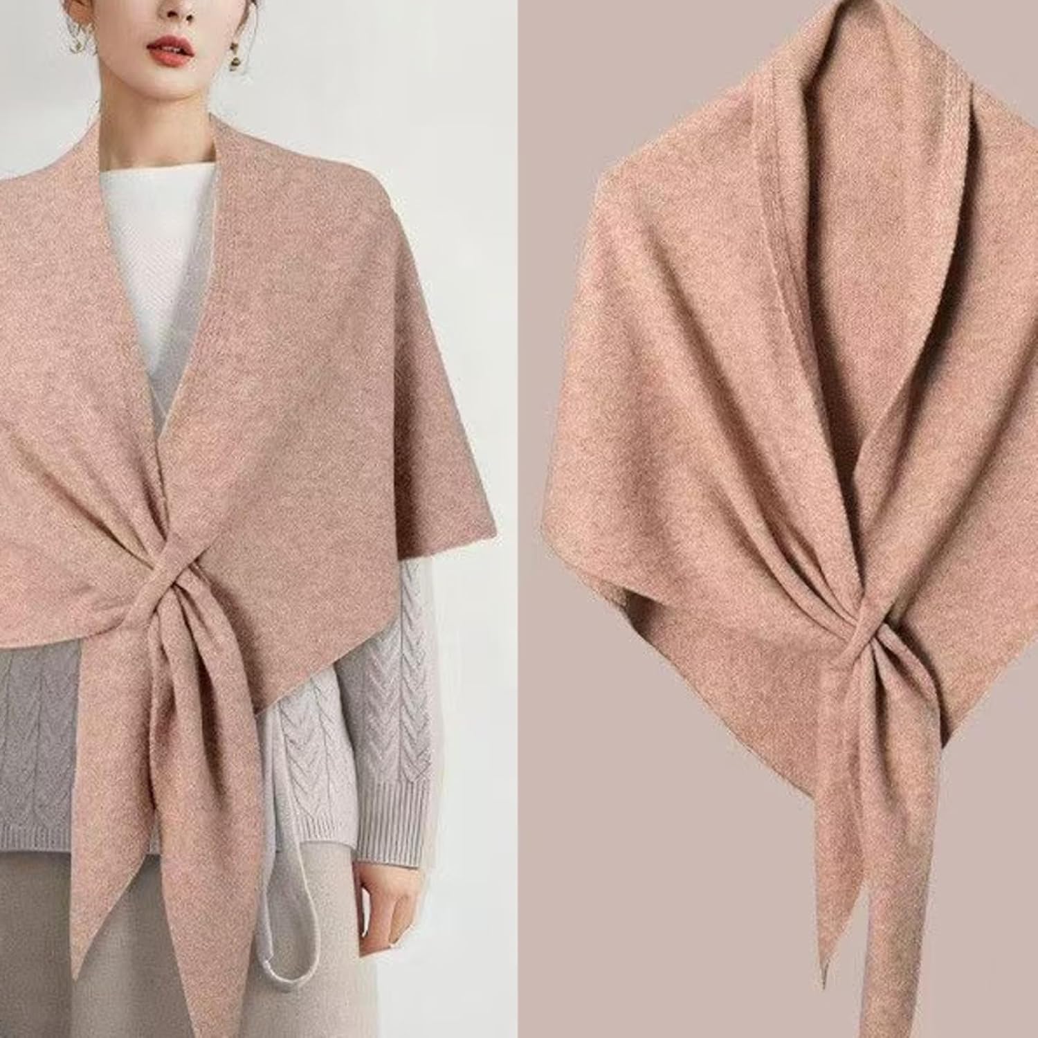 Shawl Wraps for Women Warm Pashmina Wrap Knitted Triangle Scarf Wool Cashmere Shoulder Top Sweater Shawls Scarf - Image 4