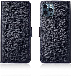 Funda de cuero con botón magnético para teléfono móvil, para Apple iPhone 12 Pro Max 6.7 pulgadas patrón de lichi funda folio con tarjetero (color: azul)