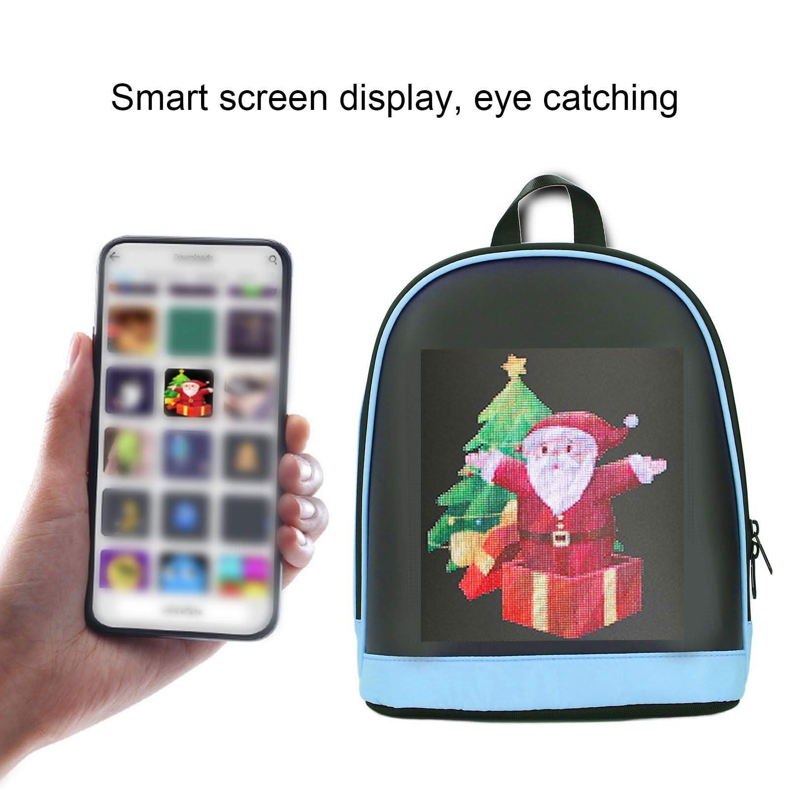 flexman LED Rucksack mit Programmierbarem Bildschirm, Programmierbarer Vollfarbbildschirm mit 64 X 64 Pixeln, Tragbarer Rucksack mit Bequemer Polsterung für Männer und Frauen