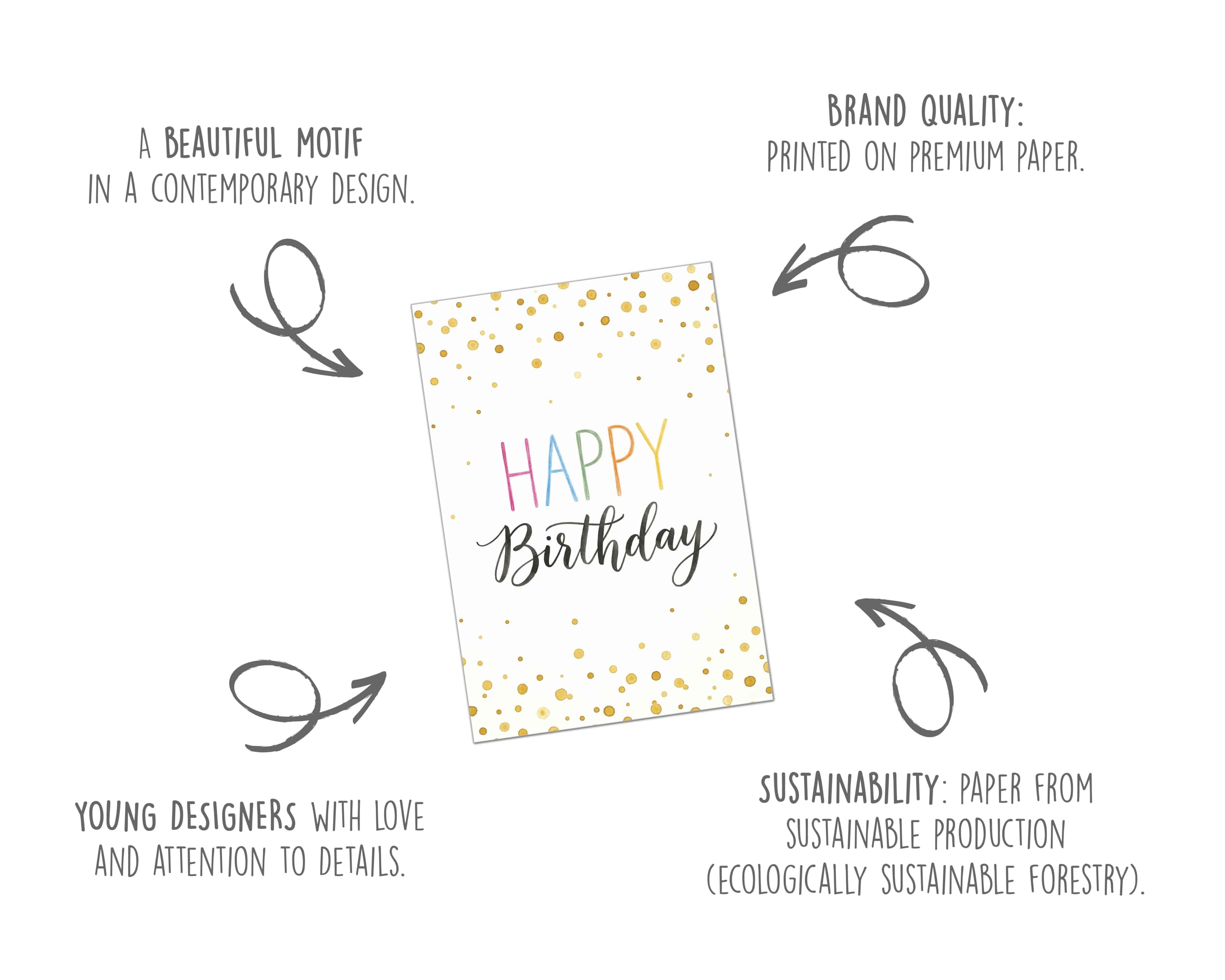 Edition Seidel Carte d'anniversaire DIN A4 Happy Birthday avec enveloppe