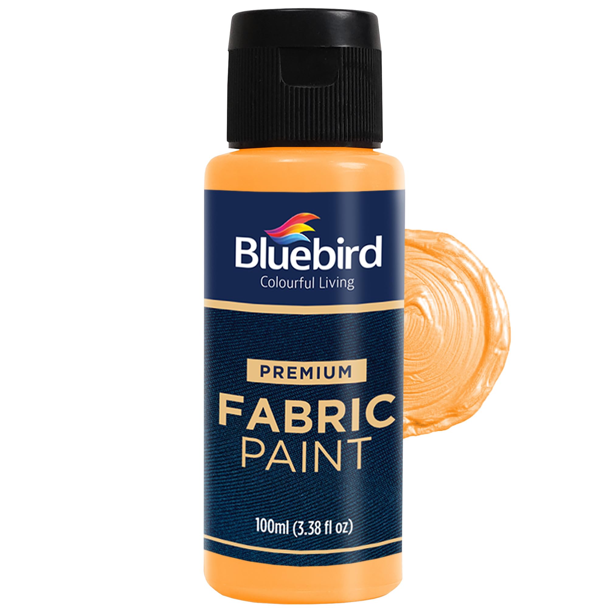BLUEBIRD Fabric Paint, Sunflower, 3.4 Fl Oz, Permanent Fabric Paints for Clothes, Furniture Upholstery