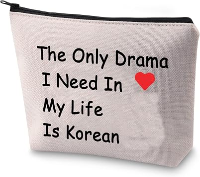 BLUPARK Korean Drama Lover Makeup Bag The Only Drama I Need In My Life Is Korean Cosmetic Bag for K-drama Mom The Only Drama