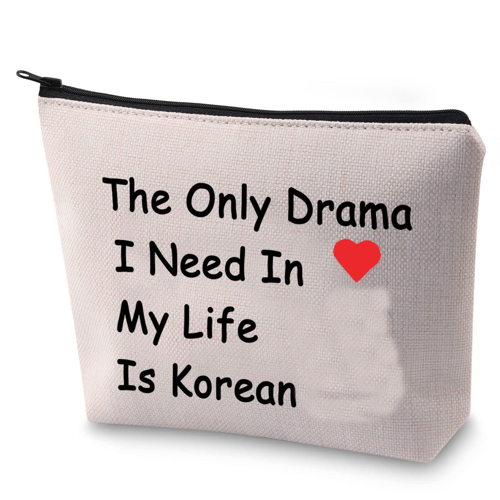 BLUPARK Korean Drama Lover Makeup Bag The Only Drama I Need In My Life Is Korean Cosmetic Bag for K-drama Mom, The Only Drama