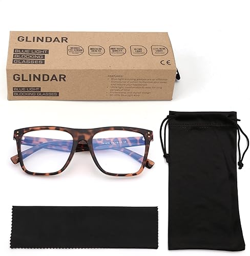 Miniatura 6 de GLINDAR Lentes de bloqueo de luz azul para mujeres y hombres, anteojos cuadrados de gran tamaño para computadora que reducen la fatiga ocular,
