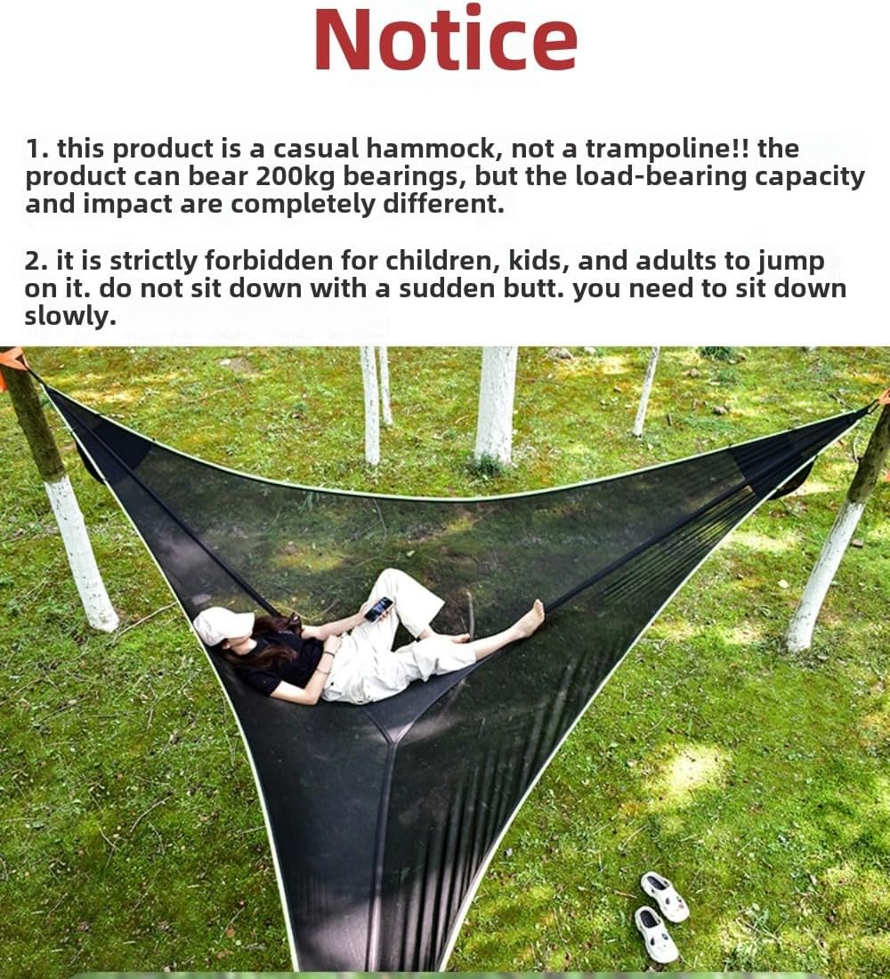Air Triangle Camping Hammock, Multi-Person Portable Hammock for Adults and Children, Family Triangle Hammock, 1-3 Adults and Children Maximum Weight Capacity 440 lbs