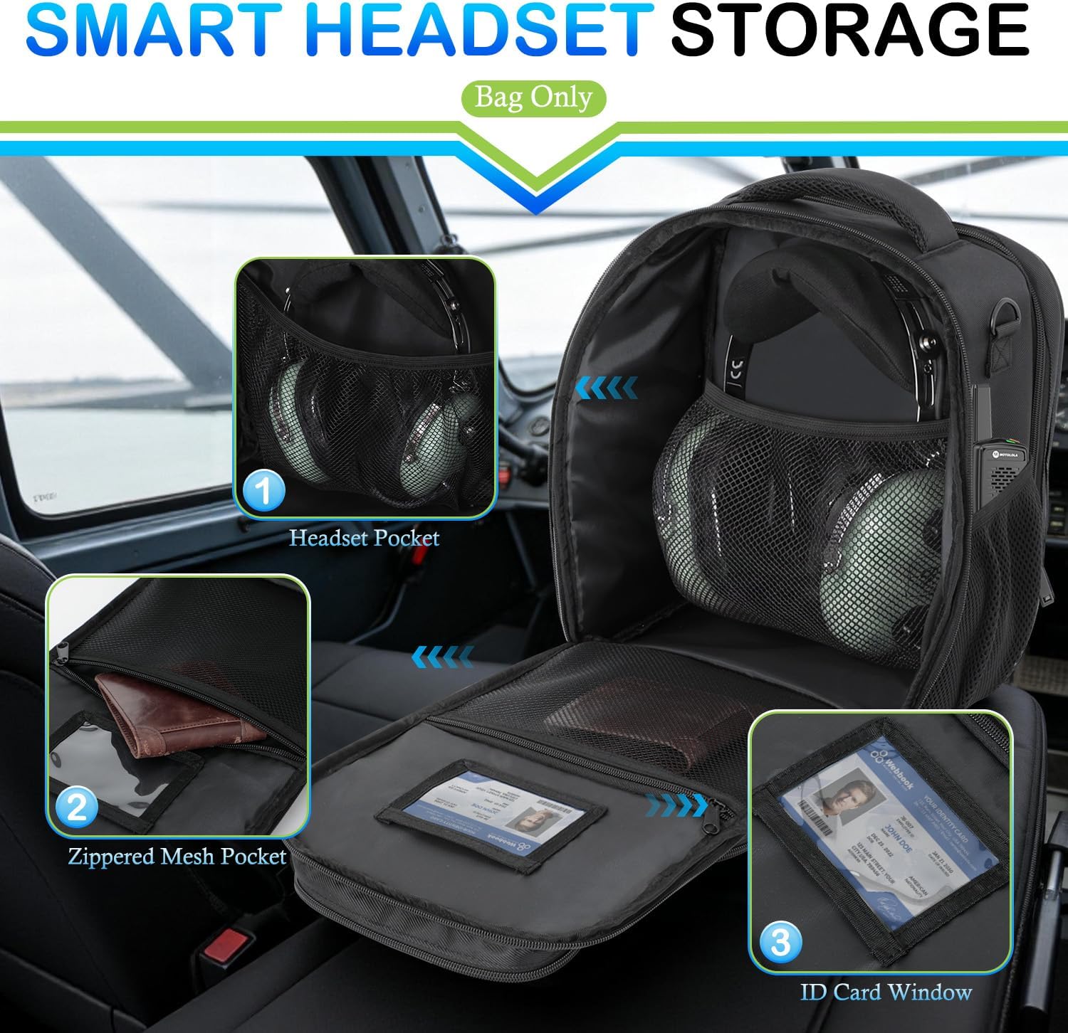 Pilot Bag for Aviation Headset, Flight Bag for Pilots with Pockets for Headset, Tablet & Flight Accessories, Water-Resistant Aviation Gear Case with Padded Protection, Shoulder Strap, Bag Only