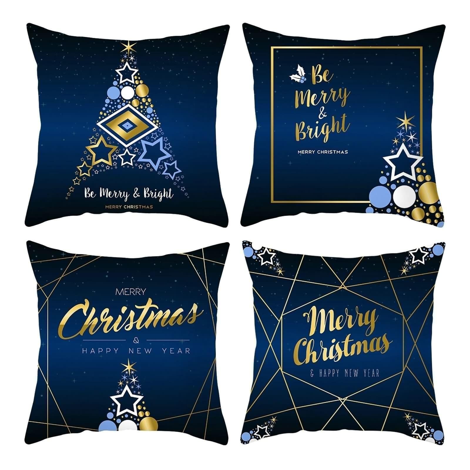 Housses de coussin avec fermeture éclair invisible bleu foncé 50x50 cm lavables