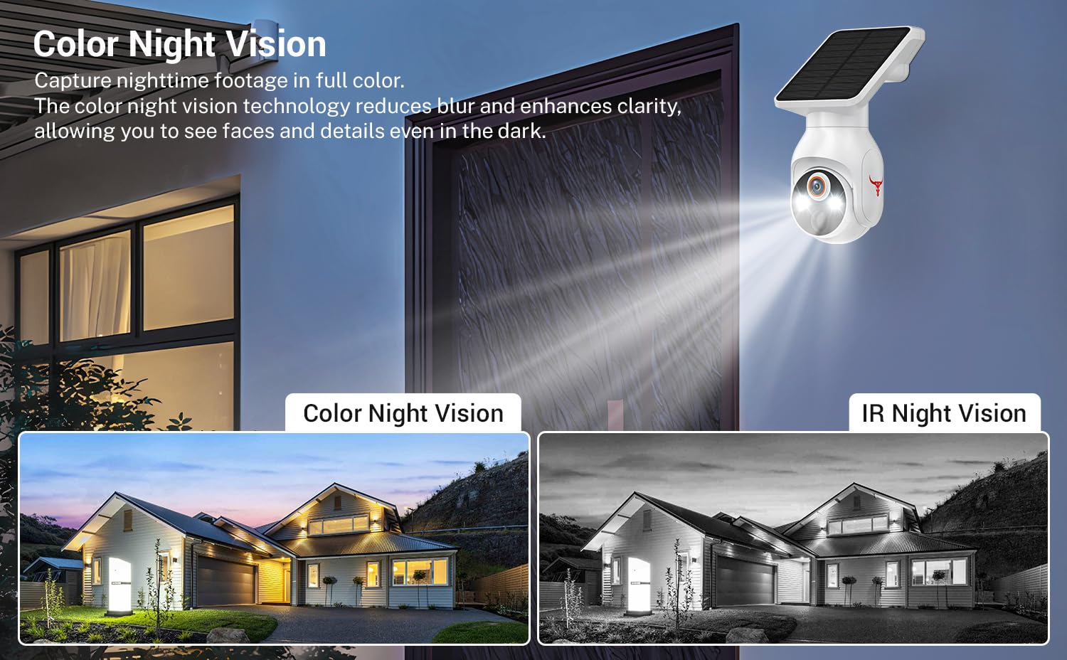 TKMARS Caméra de Surveillance WiFi extérieure sans Fil à énergie Solaire Caméra Basse consommation avec Vision Nocturne Haute définition et accès à Distance (Blanc)