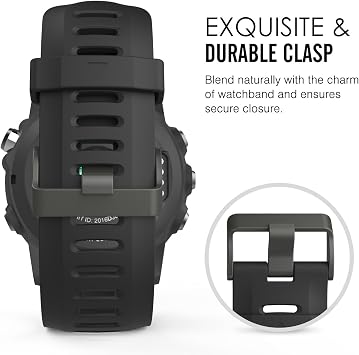 MoKo Band Compatible with Garmin Fenix 3/Fenix 5X, Soft Silicone Replacement Watch Band fit Garmin Fenix 3/Fenix 3 HR/Fenix 5X/5X Plus/D2 Delta PX/Descent Mk1 Smart Watch - Black