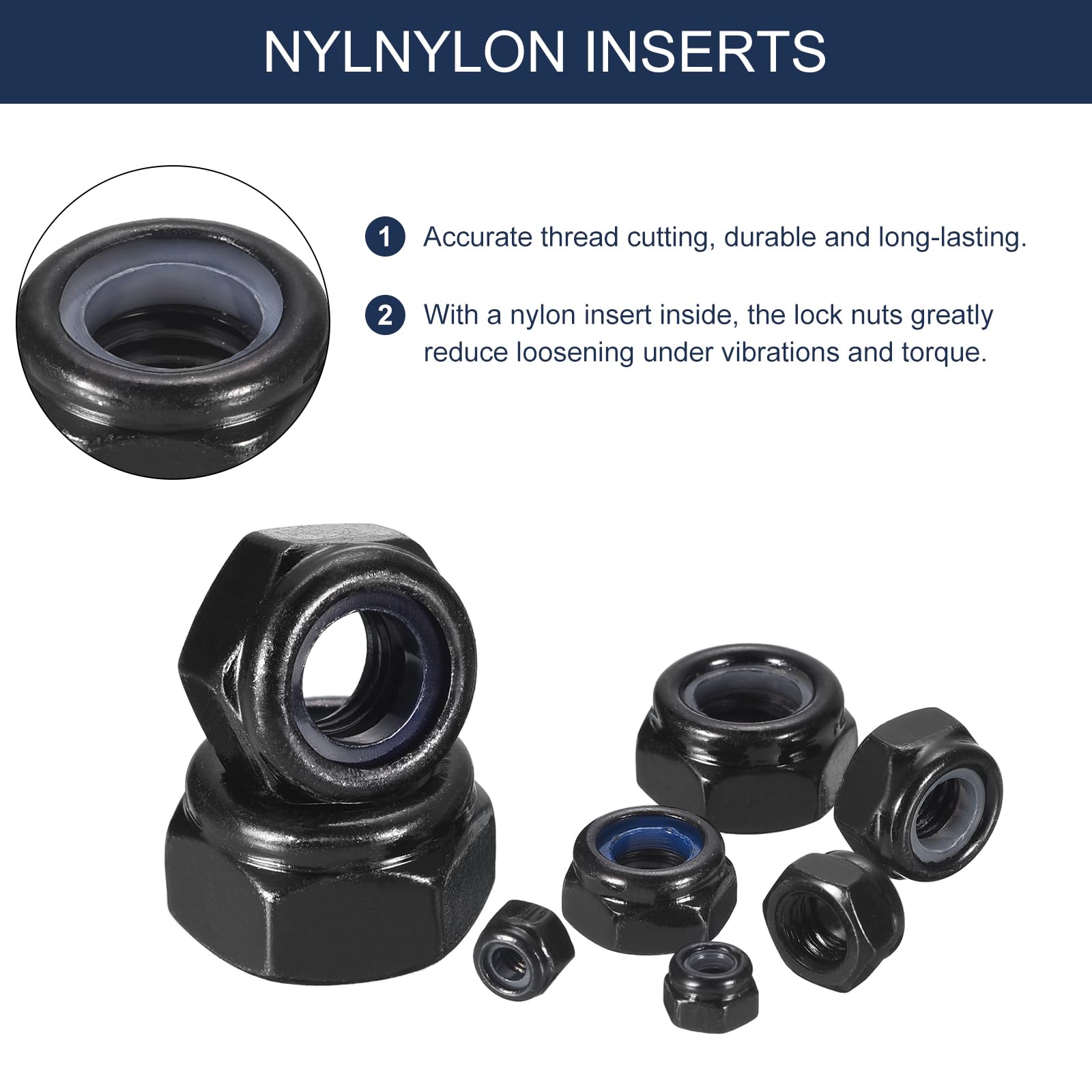 1/4-20 Nylon Einsatz Sechskantmuttern 304 Edelstahl 18-8