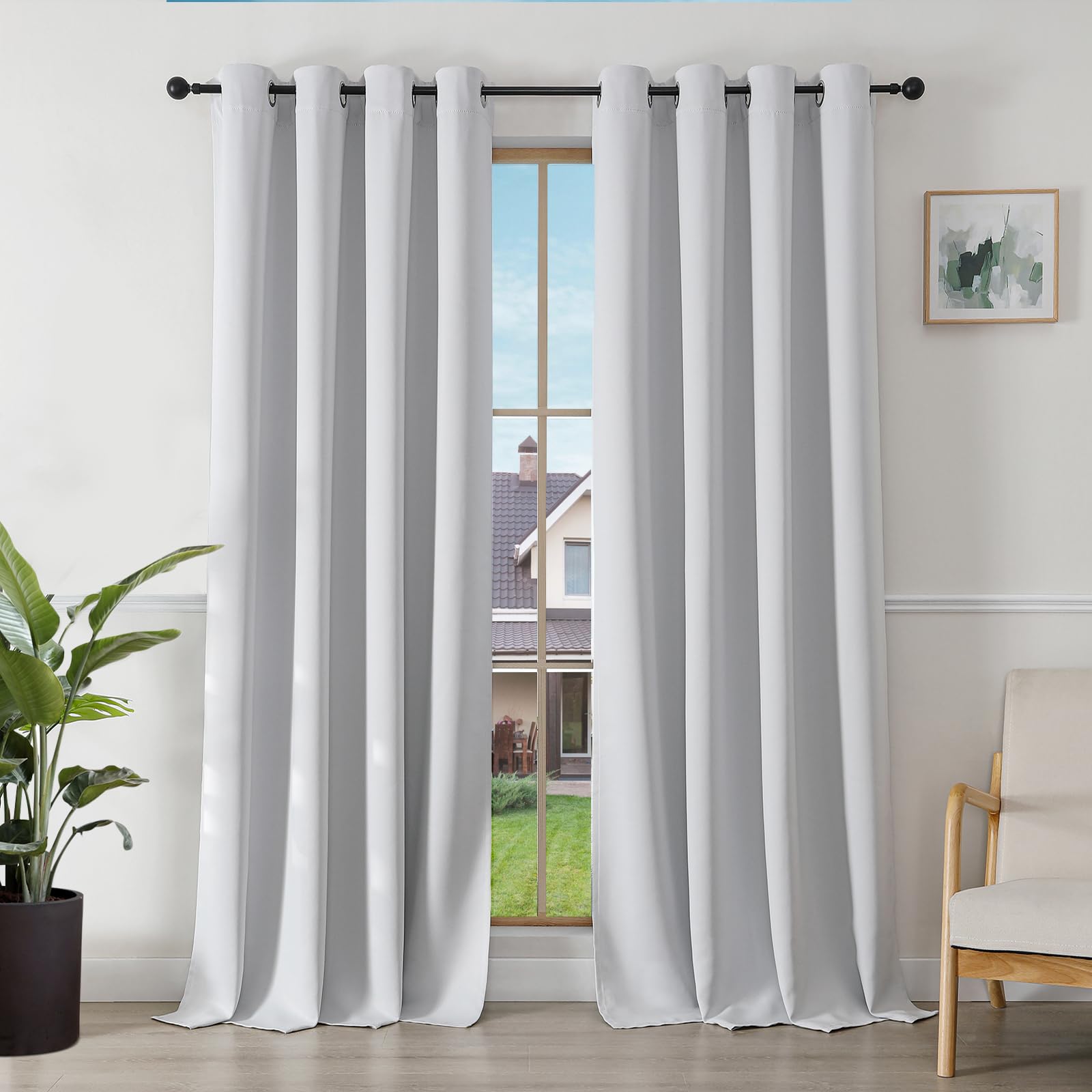 Deconovo Tende Oscuranti Totali 140x260 cm Blu 2 Pezzi Isolanti Termiche con Occhielli