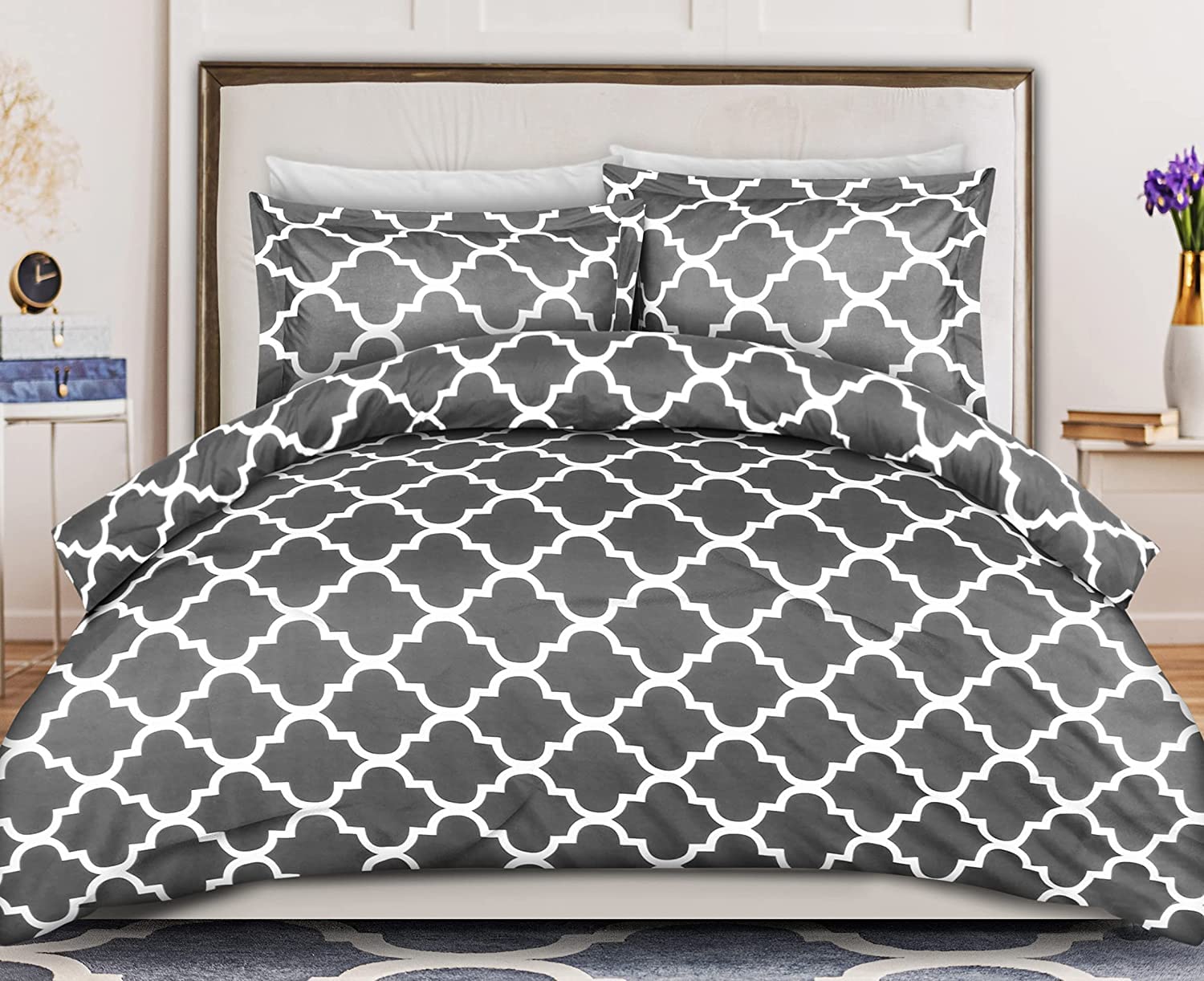 Set Copripiumino Arkwright In Microfibra Spazzolata | Letto Singolo/matrimoniale XL Grigio 173x228 Cm