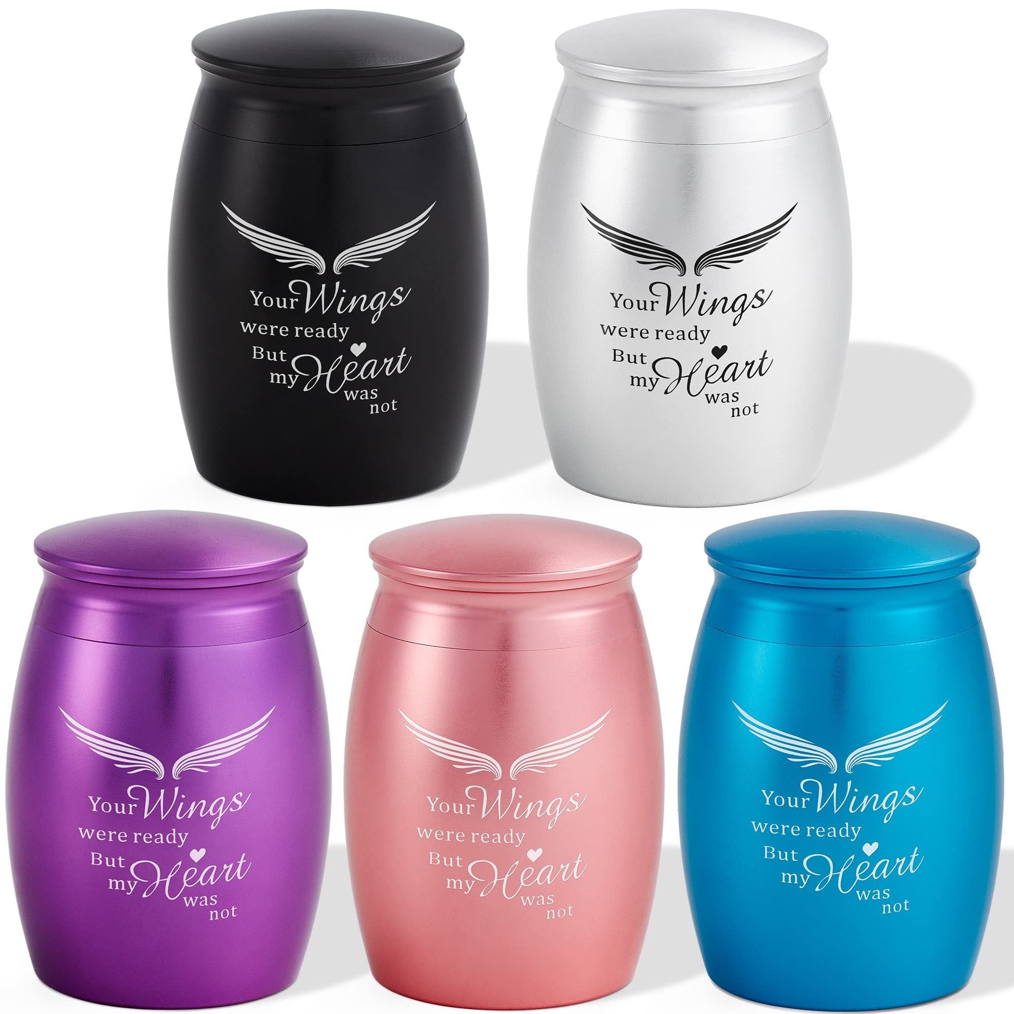 LINES ARTE Set of 5 Small Keepsake Urn for Human Ashes with Velvet Bag
