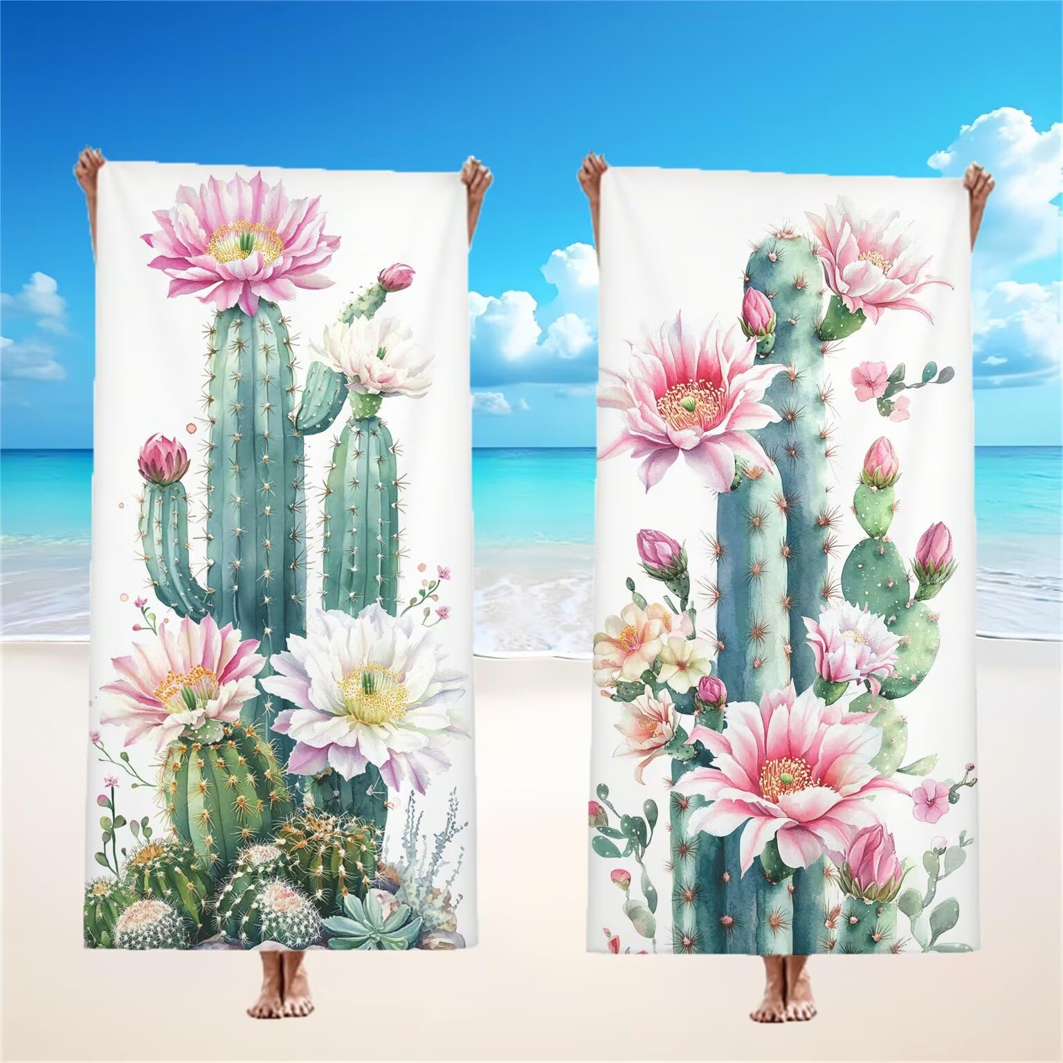 Vert Serviette de Plage 220x100cm Lot de 2, Usine Serviette Microfibre Ultra Absorbantes Séchage Rapide Anti Sable Léger Transport Compacte Drap de Plage pour Piscine Voyages Femme et Homme, Model513