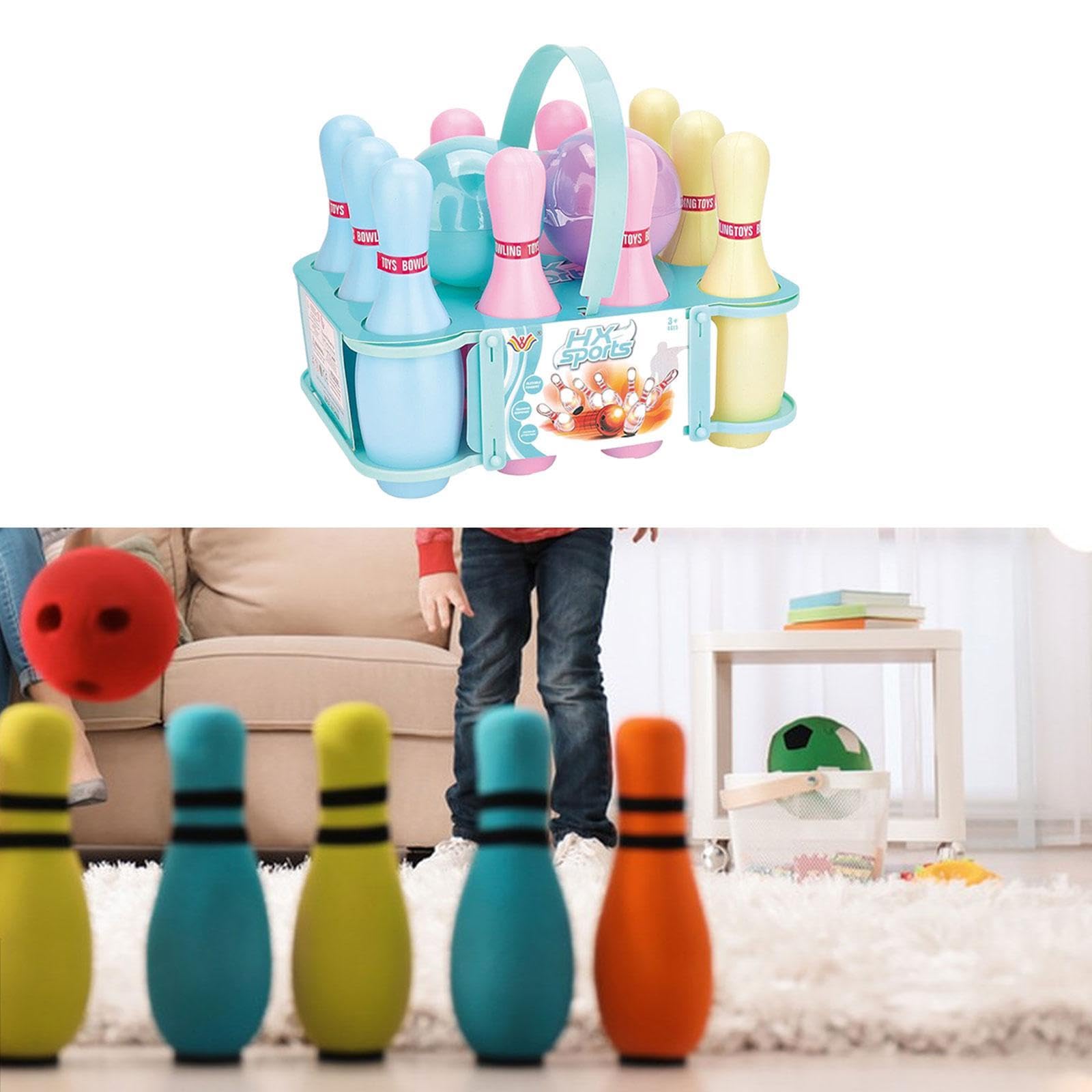 Set da Bowling per Bambini, Gioco Ricreativo per Bambini, con Supporto, Divertente Gioco Sportivo Interattivo da Interno, Giocattoli Sportivi da Bowli, Macaron Color 23cm