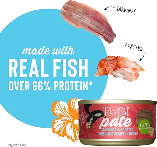Miniatura 5 de Tiki Cat Grill Pâté, Sardines & Lobster Consommé, High-Protein and 100% Non-GMO Ingredients, Wet Finely Minced Cat Food for All Life Stages, 2.8 oz.