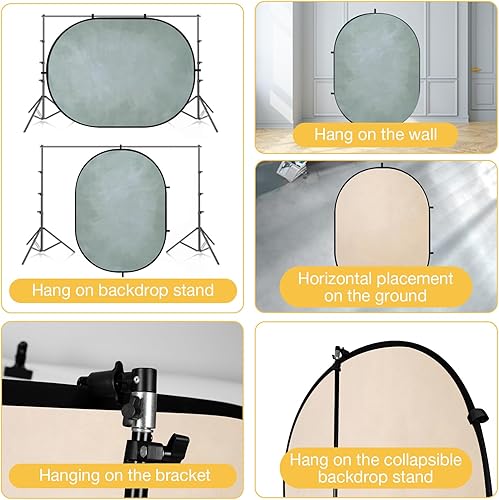 Miniatura 4 de Kate Telones de fondo plegables para fotografía beigecian, fondo de panel desplegable 2 en 1 para fiestas, retratos, videos, podcast, 5 x 6.5 pies