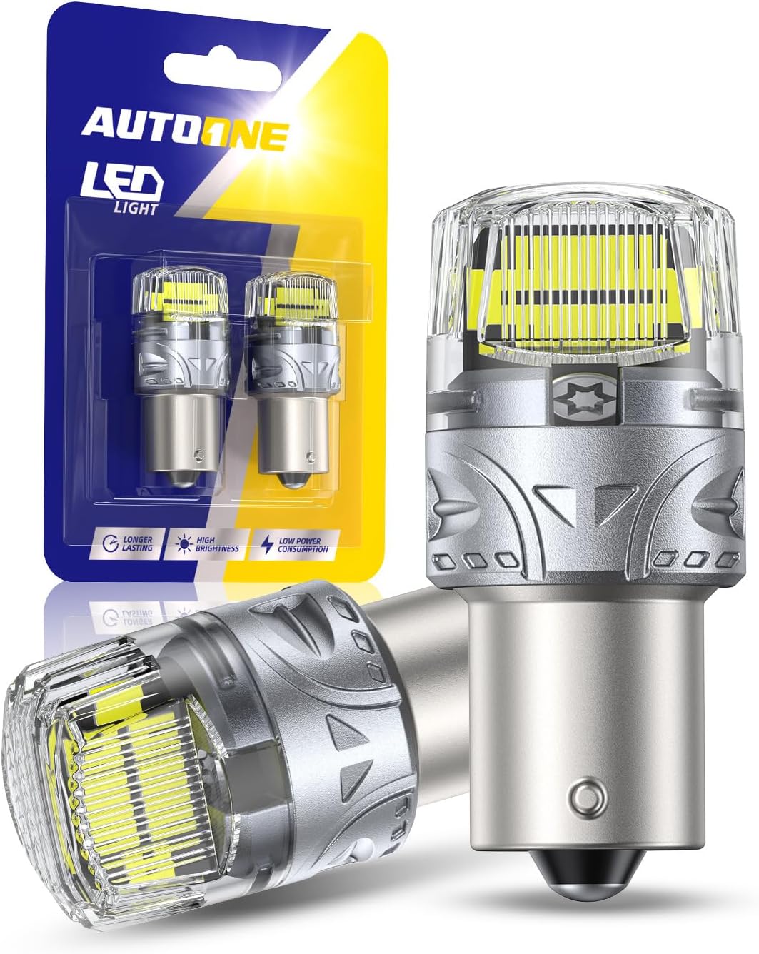 AUTOONE Upgraded 1156 LED Bulb White, 500% Super Bright, 7506 BA15S P21W LED Replacement with Projector for Backup Reverse Tail Brake DRL Signal Parking Running Board Lights, Pack of 2