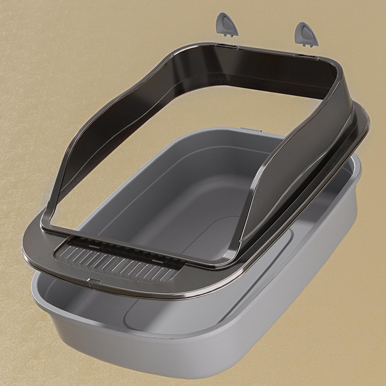 Arenero for Gatos de Lados Altos: Bandeja Grande con Parte Superior Abierta, diseño antisalpicaduras for una Limpieza fácil.(Gray)